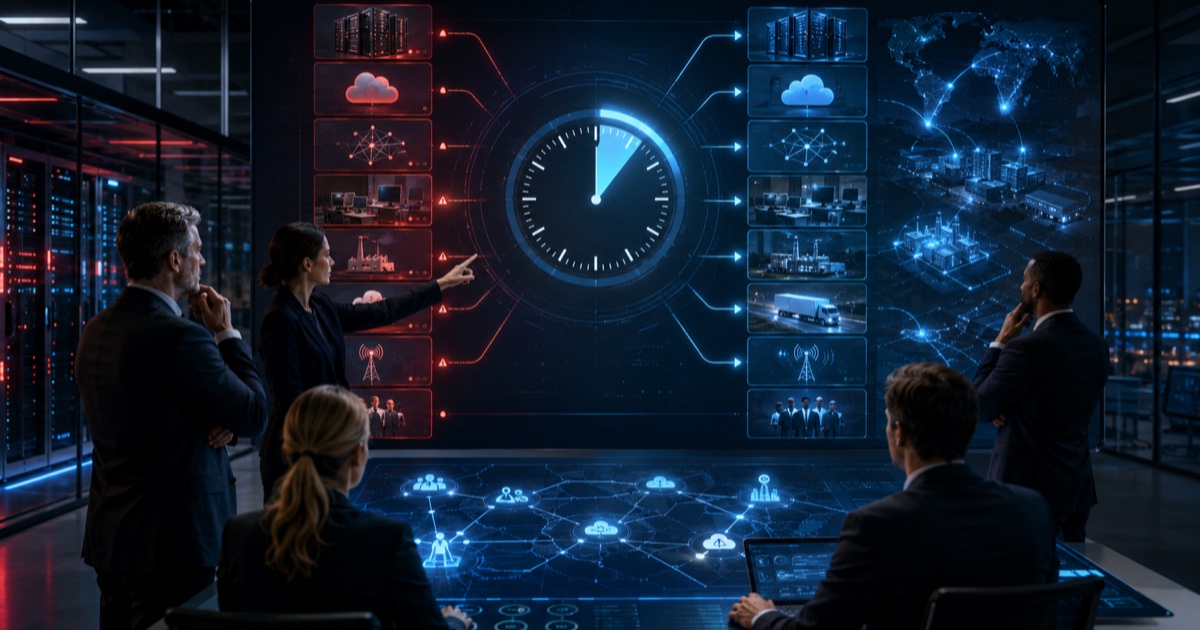 Stoppuhr-Symbolik zur Recovery Time Objective: Visualisierung der Wiederanlaufzeit im Business Continuity Management